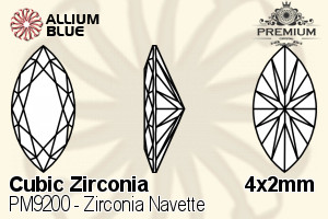PREMIUM CRYSTAL Zirconia Navette 4x2mm Zirconia Blue Sapphire