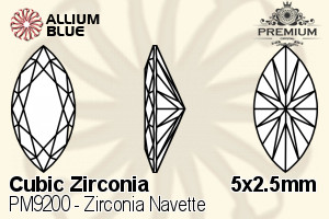 PREMIUM CRYSTAL Zirconia Navette 5x2.5mm Zirconia Lavender