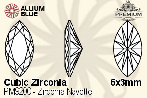 PREMIUM CRYSTAL Zirconia Navette 6x3mm Zirconia Orange