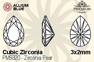 PREMIUM CRYSTAL Zirconia Pear 3x2mm Zirconia Blue Sapphire