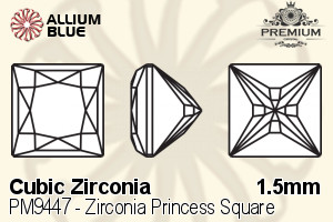 PREMIUM CRYSTAL Zirconia Princess Square 1.5mm Zirconia Apple Green