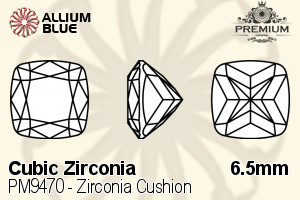 PREMIUM CRYSTAL Zirconia Cushion 6.5mm Zirconia Black