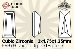 PREMIUM CRYSTAL Zirconia Tapered Baguette 3x1.75x1.25mm Zirconia White