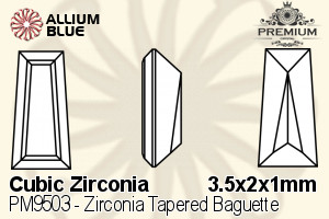 PREMIUM CRYSTAL Zirconia Tapered Baguette 3.5x2x1mm Zirconia White