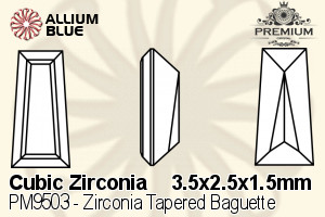 PREMIUM CRYSTAL Zirconia Tapered Baguette 3.5x2.5x1.5mm Zirconia White