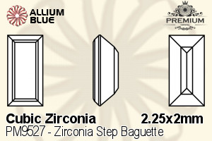 PREMIUM CRYSTAL Zirconia Step Baguette 2.25x2mm Zirconia White