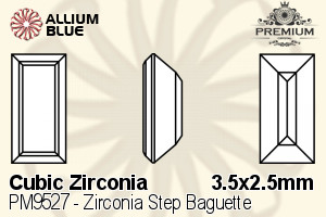 PREMIUM CRYSTAL Zirconia Step Baguette 3.5x2.5mm Zirconia White