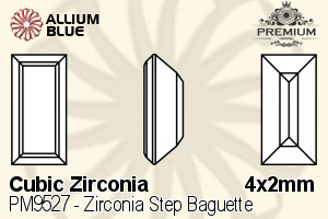 PREMIUM CRYSTAL Zirconia Step Baguette 4x2mm Zirconia White
