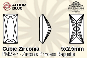 PREMIUM CRYSTAL Zirconia Princess Baguette 5x2.5mm Zirconia White