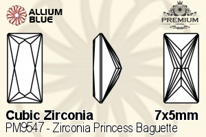 PREMIUM CRYSTAL Zirconia Princess Baguette 7x5mm Zirconia Black