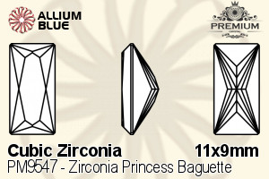 PREMIUM CRYSTAL Zirconia Princess Baguette 11x9mm Zirconia Lavender