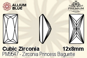 PREMIUM CRYSTAL Zirconia Princess Baguette 12x8mm Zirconia Blue Topaz