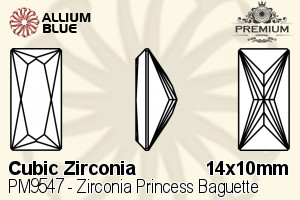 PREMIUM CRYSTAL Zirconia Princess Baguette 14x10mm Zirconia Blue Topaz