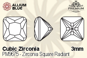PREMIUM CRYSTAL Zirconia Square Radiant 3mm Zirconia Rhodolite