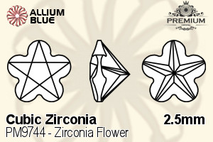 PREMIUM CRYSTAL Zirconia Flower 2.5mm Zirconia White