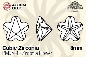 PREMIUM CRYSTAL Zirconia Flower 8mm Zirconia White