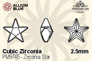 PREMIUM CRYSTAL Zirconia Star 2.5mm Zirconia Blue Topaz