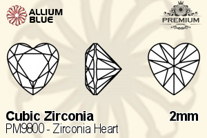 PREMIUM CRYSTAL Zirconia Heart 2mm Zirconia White