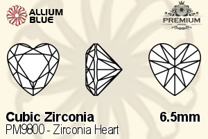 PREMIUM CRYSTAL Zirconia Heart 6.5mm Zirconia Olivine