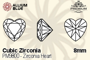 PREMIUM CRYSTAL Zirconia Heart 8mm Zirconia Blue Sapphire