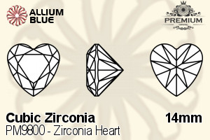 PREMIUM CRYSTAL Zirconia Heart 14mm Zirconia White