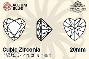 PREMIUM CRYSTAL Zirconia Heart 20mm Zirconia Orange