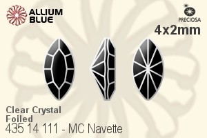 Preciosa MC Navette Fancy Stone (435 14 111) 4x2mm - Clear Crystal With Dura™ Foiling