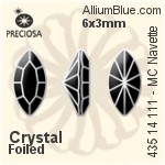 宝仕奥莎 机切马眼形 花式石 (435 14 111) 6x3mm - 透明白色 DURA™耐用金屬箔底