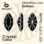 Preciosa MC Navette MAXIMA Fancy Stone (435 14 615) 8x4mm - Clear Crystal With Dura™ Foiling
