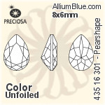 宝仕奥莎 机切Pearshape 301 花式石 (435 16 301) 8x6mm - 透明白色 DURA™耐用金屬箔底