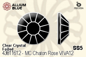 Preciosa MC Chaton Rose VIVA12 Flat-Back Stone (438 11 612) SS5 - Clear Crystal With Silver Foiling