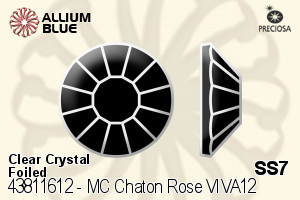 Preciosa MC Chaton Rose VIVA12 Flat-Back Stone (438 11 612) SS7 - Clear Crystal With Silver Foiling