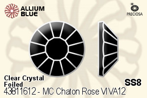Preciosa MC Chaton Rose VIVA12 Flat-Back Stone (438 11 612) SS8 - Clear Crystal With Silver Foiling