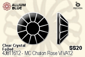 Preciosa MC Chaton Rose VIVA12 Flat-Back Stone (438 11 612) SS20 - Clear Crystal With Silver Foiling