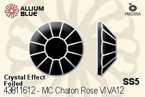 Preciosa MC Chaton Rose VIVA12 Flat-Back Stone (438 11 612) SS5 - Crystal Effect With Silver Foiling