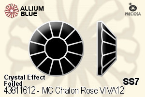 Preciosa MC Chaton Rose VIVA12 Flat-Back Stone (438 11 612) SS7 - Crystal Effect With Silver Foiling