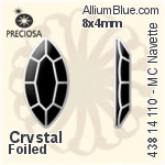 宝仕奥莎 机切马眼形 平底石 (438 14 110) 4x2mm - 白色（镀膜） DURA™耐用金屬箔底