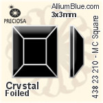 宝仕奥莎 机切正方形 平底石 (438 23 210) 3x3mm - 透明白色 DURA™耐用金屬箔底