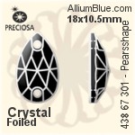 Preciosa MC Pearsshape 301 2H Sew-on Stone (438 67 301) 18x10.5mm - Crystal (Coated) With Silver Foiling
