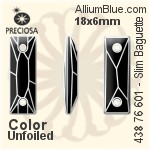 Preciosa MC Slim Baguette MAXIMA 2H Sew-on Stone (438 76 601) 18x6mm - Crystal Effect With Dura™ Foiling