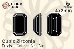 プレシオサ Octagon Step (OSC) 4x2mm - キュービックジルコニア