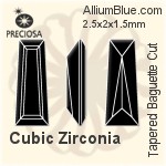 Preciosa Tapered Baguette (TBC) 3x2x1mm - Cubic Zirconia