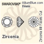 スワロフスキー Zirconia ラウンド 88 Facets カット (SG88FCC) 6mm - Zirconia