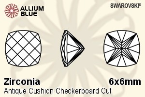SWAROVSKI GEMS Cubic Zirconia Cushion Checkerboard White 6.00x6.00MM normal +/- FQ 0.035