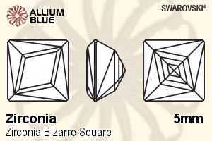 SWAROVSKI GEMS Cubic Zirconia Square Bizquare Spring Gr-White (OM) 5.00MM normal +/- FQ 0.060