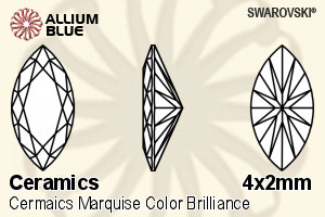 SWAROVSKI GEMS Swarovski Ceramics Marquise Colored Brilliance Black 4.00x2.00MM normal +/- FQ 0.100