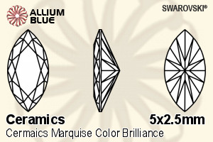 SWAROVSKI GEMS Swarovski Ceramics Marquise Colored Brilliance Paradise Green 5.00x2.50MM normal +/- FQ 0.100