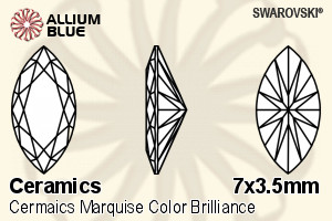 スワロフスキー セラミックス Marquise カラー Brilliance カット (SGCMCBC) 7x3.5mm - セラミックス