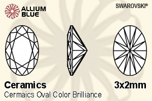 SWAROVSKI GEMS Swarovski Ceramics Oval Colored Brilliance Black 3.00x2.00MM normal +/- FQ 0.100