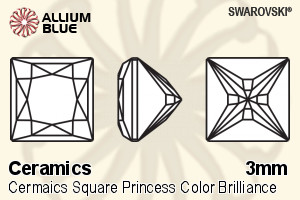 施华洛世奇 陶瓷 正方形 Princess 颜色 Brilliance 切工 (SGCSQPCBC) 3mm - 陶瓷